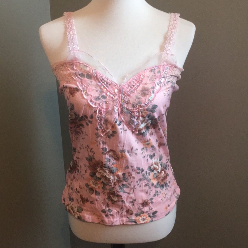 Pink Butterfly Laced Top 🦋